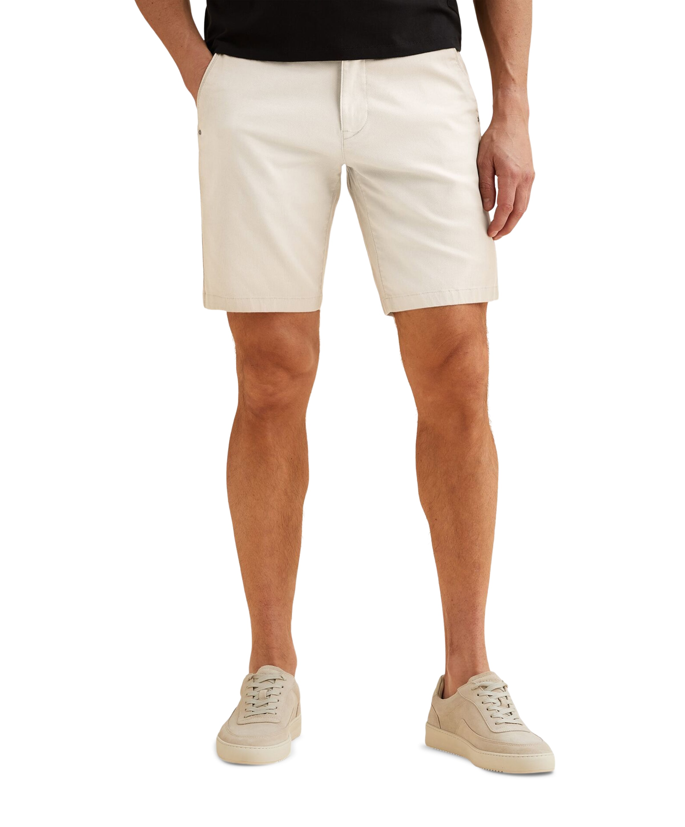 V65 DOBBY STRETCH PAKKET SH heren korte broek wit